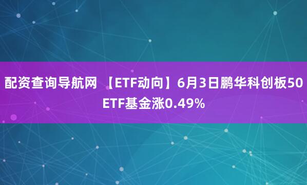 配资查询导航网 【ETF动向】6月3日鹏华科创板50ETF基金涨0.49%